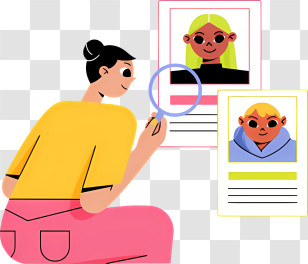 Icon - Person Examining Profiles With Magnifying Glass Transparent PNG