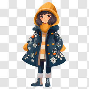 Winter Girl - Illustration Of Girl In Winter Coat With Hood Transparent PNG