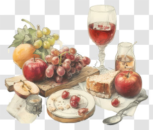 Food Drinks - Fruit And Wine Still Life Transparent PNG