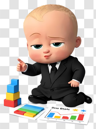 Boss Baby - Business Baby With Blocks And Charts Transparent PNG