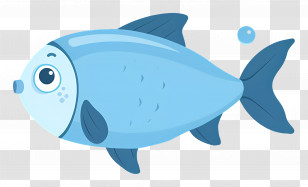 Blue Fish - Cartoon Blue Fish Swimming Transparent PNG