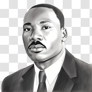 Martin Luther King - Black And White Portrait Illustration Of A Man Transparent PNG