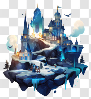 Frozen Castle - Floating Ice Castle Transparent PNG