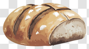 Cartoon - Crusty Bread Loaf Illustration Transparent PNG