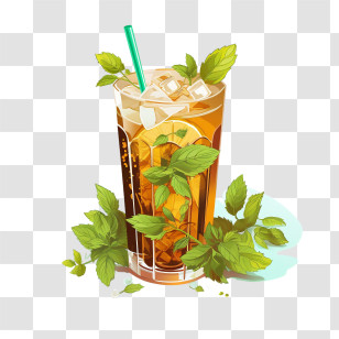 Ice Tea
 - Iced Tea Beverage With Mint Illustration Transparent PNG