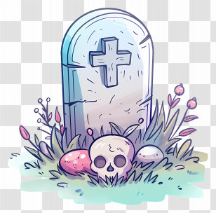 Grave - Gravestone With Skull Transparent PNG