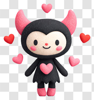 Kuromi With Floating Hearts - Cute Devil With Hearts Transparent PNG