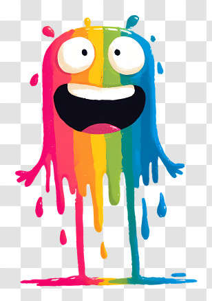 Rainbow Paint - Colorful Dripping Monster Illustration Transparent PNG