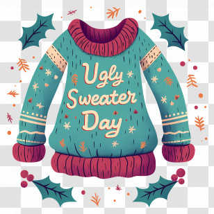 National Ugly Sweater Day - Festive Sweater Design For Ugly Sweater Day Transparent PNG