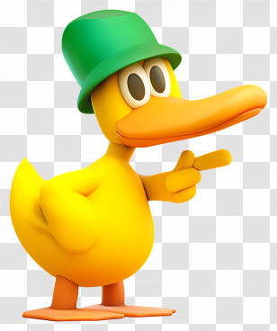 Pocoyo Pato - Cartoon Duck Wearing Green Hat Transparent PNG