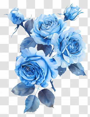 Blue Roses - Beautiful Blue Roses Bouquet Artwork Transparent PNG