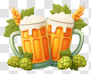 Frothy Beer Glasses - Beer Mugs For Oktoberfest Celebration Transparent PNG