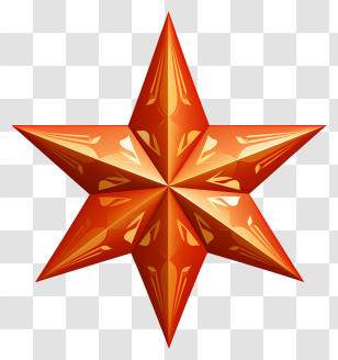 3d Rendering - Golden Orange Reflective Star Design Transparent PNG