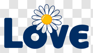 Love Logo - Love Text With Daisy Logo Transparent PNG
