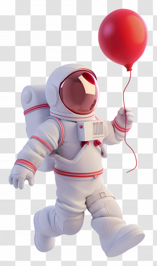 Astronaut Floating - Astronaut Holding Red Balloon In Playful Style Transparent PNG