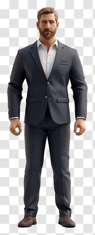 Businessman - 3D Standing Character In Formal Suit Transparent PNG