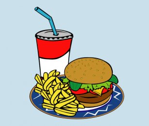 Hamburger Milkshake French Fries Fast Food Veggie Burger - Waterslide Clipart Transparent PNG