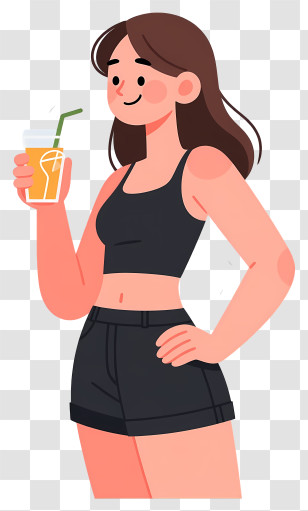 Smiling Woman With Orange Drink Transparent PNG