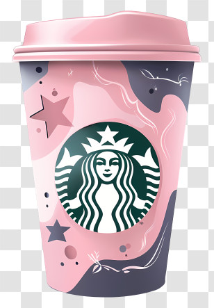 Starbucks Coffee Cup - Beautiful Pink Starbucks Cup With Artistic Design Transparent PNG