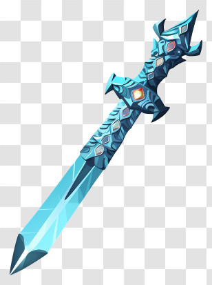 Trendy Retro Style Diamond Sword - Fantasy Crystal Sword Illustration Transparent PNG