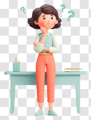 Thoughtful Woman At Desk Transparent PNG