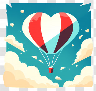Parachute - Heart-Shaped Hot Air Balloon In The Sky Transparent PNG