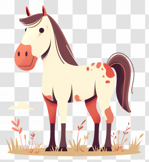 Cute Horse - Adorable Cartoon Horse In A Natural Setting Transparent PNG