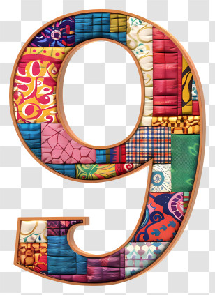 Number 9 - Colorful Patchwork Number 9 Transparent PNG