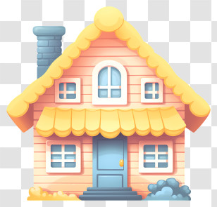 Cartoon House - House With Yellow Roof In Delightful Style Transparent PNG