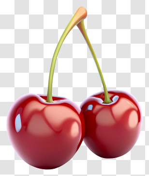 Black Background - Fresh Red Cherry Pair Illustration Transparent PNG