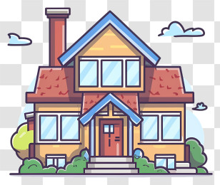 Keywords - Cute Yellow Cartoon House Illustration Transparent PNG