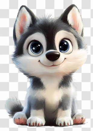 Dog Husky - Cute Husky Cartoon Illustration Transparent PNG