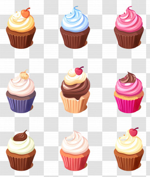 Cupcakes - Assorted Colorful Cupcakes Transparent PNG