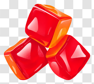 Cluster Gummy Candy - Delicious Red Jelly Cubes Transparent PNG