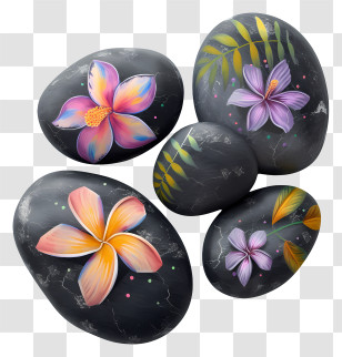 Spa Stones - Decorative Stones With Painted Flowers Transparent PNG