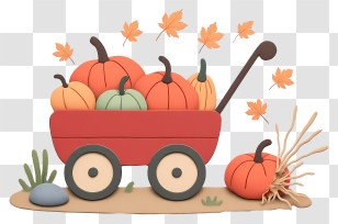 Pumpkin Wagon - Red Wagon Of Pumpkins Transparent PNG
