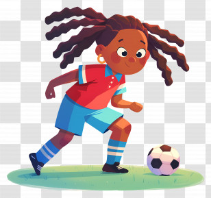 Girl Kicking Soccer Ball - Girl Playing Soccer Cartoon Transparent PNG