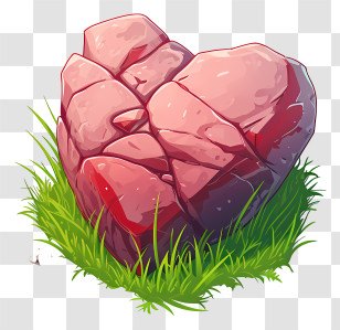 Stone - Rock Heart On Grass Transparent PNG