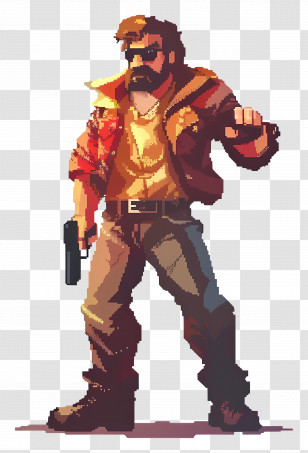 Pixel Man - Pixel Character With Gun Transparent PNG