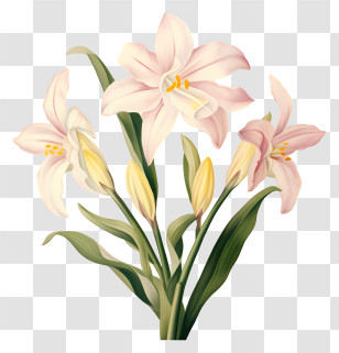 Pink Lilies - Light Pink Lily Flower Illustration Transparent PNG