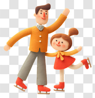 Father And Girl Enjoying Skating - Father And Daughter Ice Skating Transparent PNG