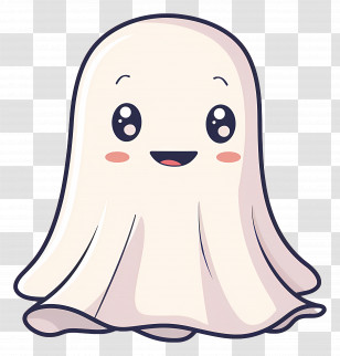 Kawaii Ghost - Cute Smiling Ghost Cartoon Transparent PNG
