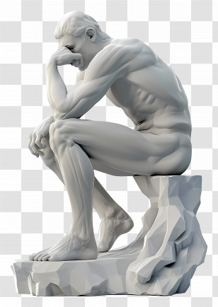 Thinker - Philosophical Thinking Sculpture Artwork Transparent PNG