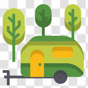 Camping Car - Green Camper In Forest Transparent PNG