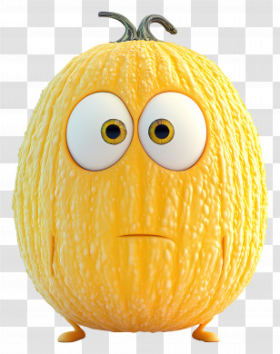 3d Honeydew - Yellow Melon Character With Big Eyes Transparent PNG