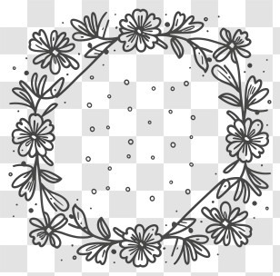 Wreath - Hand-Drawn Floral Doodle Frame With Artistic Patterns Transparent PNG