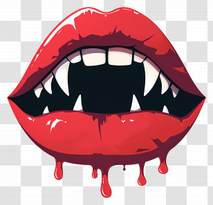 Vampire Teeth - Vampire Lips With Fangs And Blood Transparent PNG