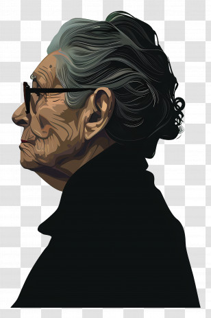 Old Woman - Elderly Woman Profile Silhouette Transparent PNG