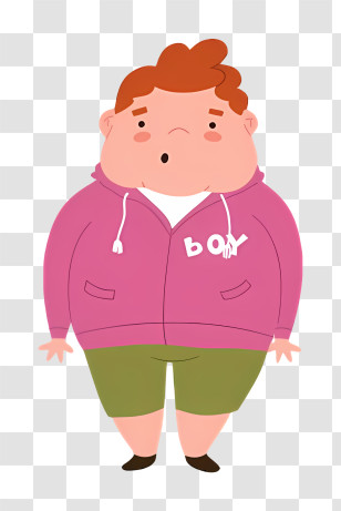 Fat Body - Boy In Pink Hoodie Transparent PNG