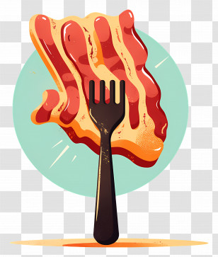 National Bacon Day - Bacon On Fork With Circle Background Transparent PNG